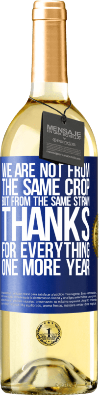 29,95 € | White Wine WHITE Edition We are not from the same crop, but from the same strain. Thanks for everything, one more year Blue Label. Customizable label Young wine Harvest 2024 Verdejo