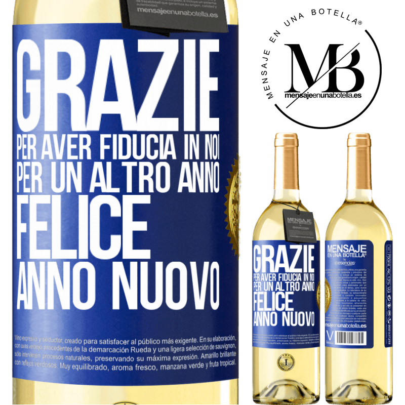 29,95 € Spedizione Gratuita | Vino bianco Edizione WHITE Grazie per aver fiducia in noi per un altro anno. Felice anno nuovo Etichetta Blu. Etichetta personalizzabile Vino giovane Raccogliere 2023 Verdejo