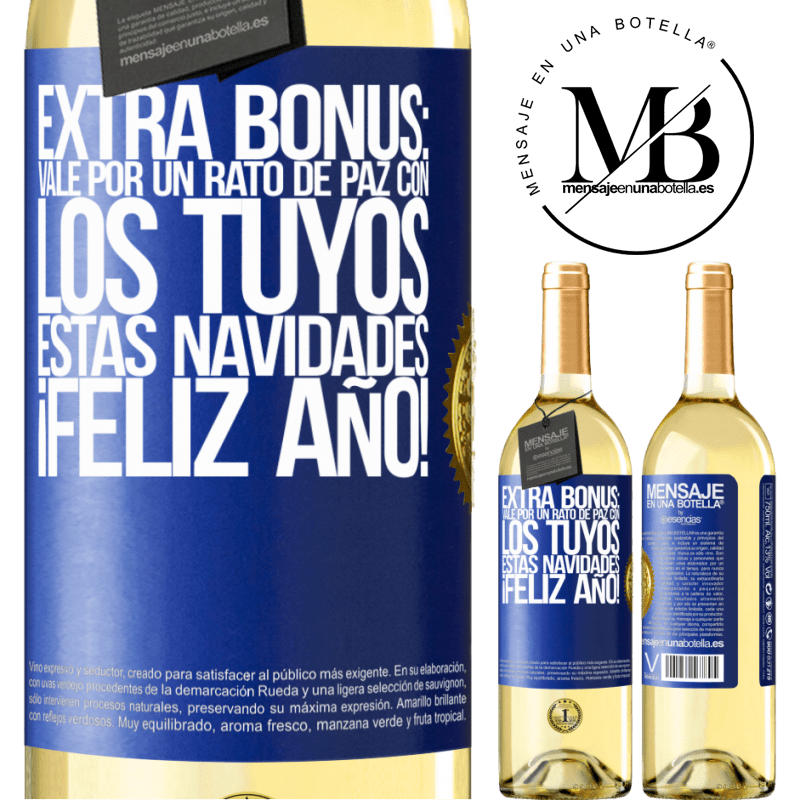 29,95 € Envoi gratuit | Vin blanc Édition WHITE Bonus supplémentaire: Ok pour un moment de paix avec le vôtre ce Noël. Bonne année! Étiquette Bleue. Étiquette personnalisable Vin jeune Récolte 2022 Verdejo