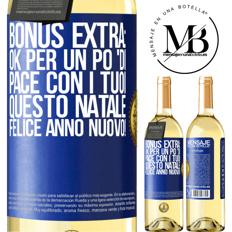29,95 € Spedizione Gratuita | Vino bianco Edizione WHITE Bonus extra: Ok per un po 'di pace con i tuoi questo Natale. Felice anno nuovo! Etichetta Blu. Etichetta personalizzabile Vino giovane Raccogliere 2024 Verdejo