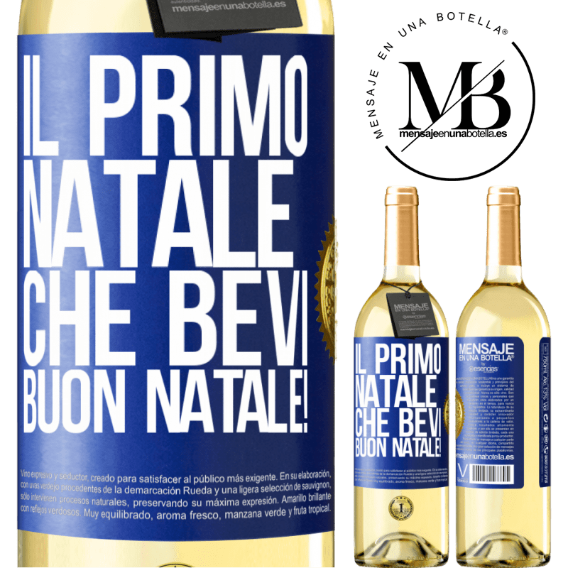 29,95 € Spedizione Gratuita | Vino bianco Edizione WHITE Il primo Natale che bevi. Buon natale! Etichetta Blu. Etichetta personalizzabile Vino giovane Raccogliere 2023 Verdejo