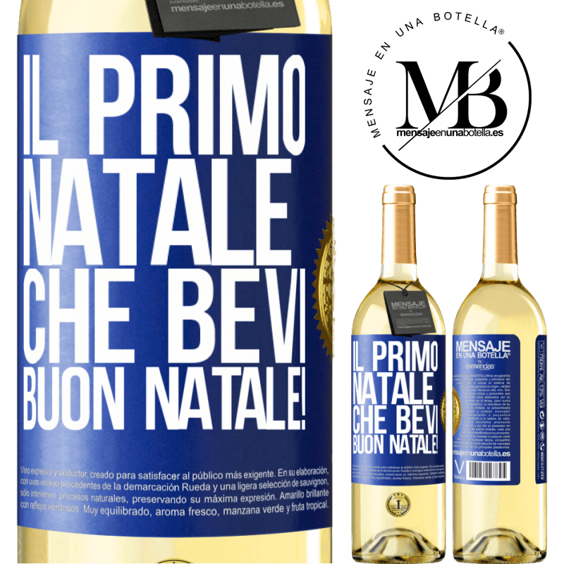 29,95 € Spedizione Gratuita | Vino bianco Edizione WHITE Il primo Natale che bevi. Buon natale! Etichetta Blu. Etichetta personalizzabile Vino giovane Raccogliere 2025 Verdejo