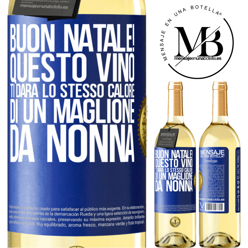 29,95 € Spedizione Gratuita | Vino bianco Edizione WHITE Buon natale! Questo vino ti darà lo stesso calore di un maglione da nonna Etichetta Blu. Etichetta personalizzabile Vino giovane Raccogliere 2023 Verdejo