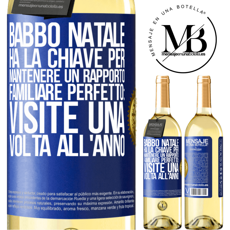 29,95 € Spedizione Gratuita | Vino bianco Edizione WHITE Babbo Natale ha la chiave per mantenere un rapporto familiare perfetto: visite una volta all'anno Etichetta Blu. Etichetta personalizzabile Vino giovane Raccogliere 2024 Verdejo
