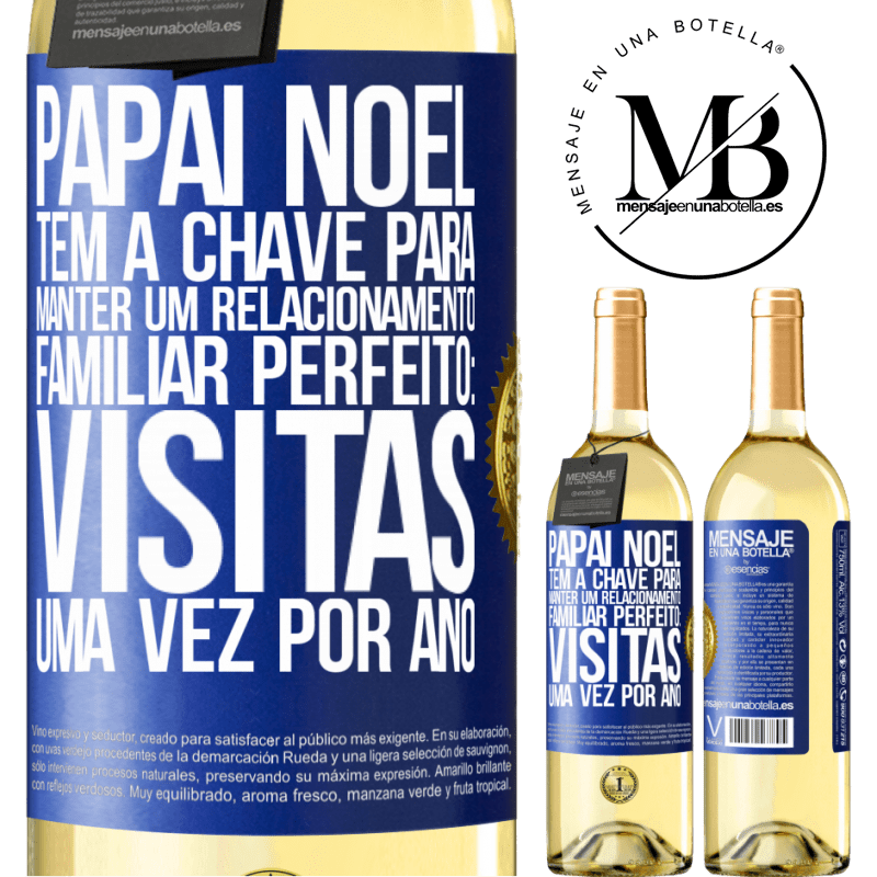 29,95 € Envio grátis | Vinho branco Edição WHITE Papai Noel tem a chave para manter um relacionamento familiar perfeito: visitas uma vez por ano Etiqueta Azul. Etiqueta personalizável Vinho jovem Colheita 2024 Verdejo