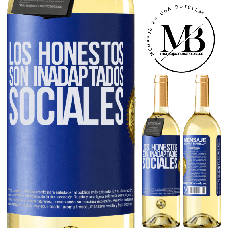 29,95 € Envoi gratuit | Vin blanc Édition WHITE Les honnêtes sont des inadaptés sociaux Étiquette Bleue. Étiquette personnalisable Vin jeune Récolte 2022 Verdejo