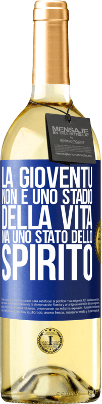 29,95 € | Vino bianco Edizione WHITE La gioventù non è uno stadio della vita, ma uno stato dello spirito Etichetta Blu. Etichetta personalizzabile Vino giovane Raccogliere 2023 Verdejo