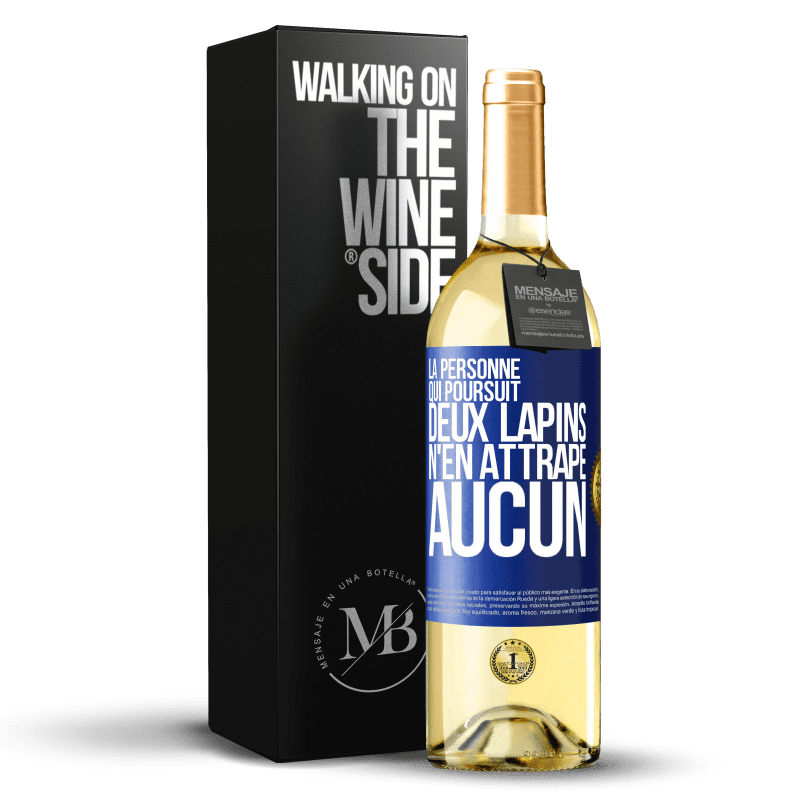 29,95 € Envoi gratuit | Vin blanc Édition WHITE La personne qui poursuit deux lapins n'en attrape aucun Étiquette Bleue. Étiquette personnalisable Vin jeune Récolte 2024 Verdejo