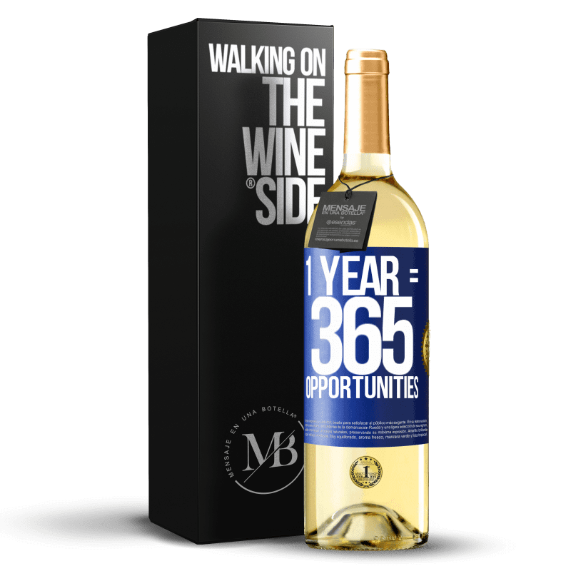 29,95 € 免费送货 | 白葡萄酒 WHITE版 1 year 365 opportunities 蓝色标签. 可自定义的标签 青年酒 收成 2023 Verdejo