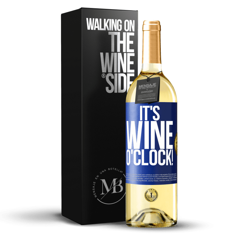 29,95 € Envío gratis | Vino Blanco Edición WHITE It's wine o'clock! Etiqueta Azul. Etiqueta personalizable Vino joven Cosecha 2024 Verdejo