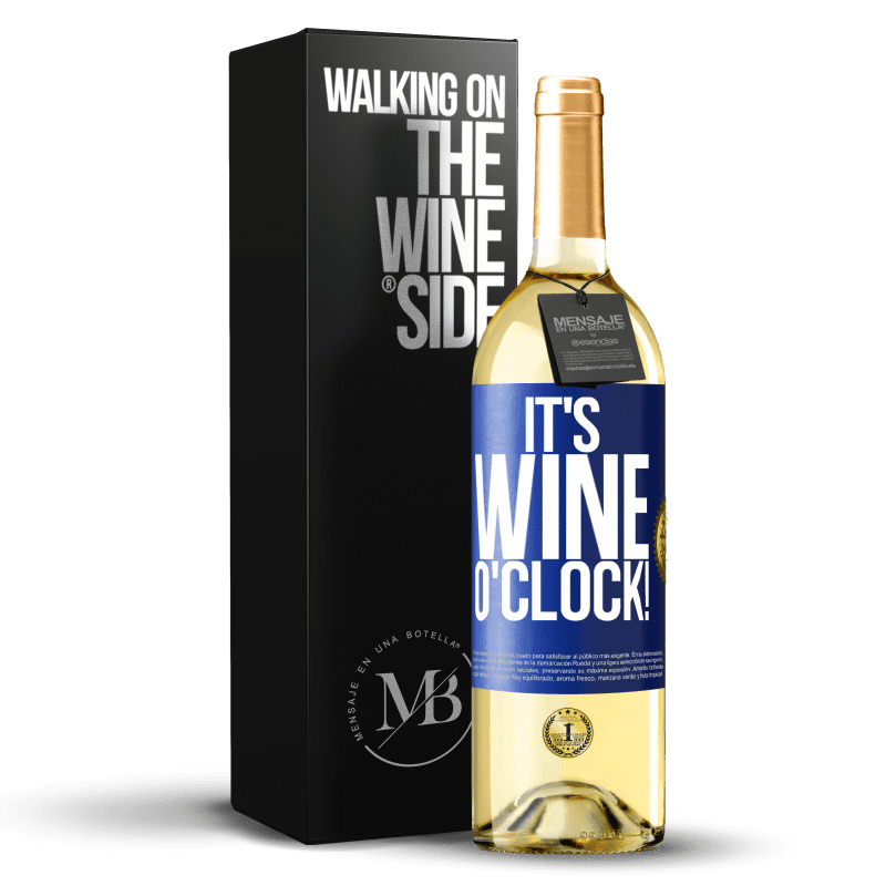 29,95 € Spedizione Gratuita | Vino bianco Edizione WHITE It's wine o'clock! Etichetta Blu. Etichetta personalizzabile Vino giovane Raccogliere 2023 Verdejo