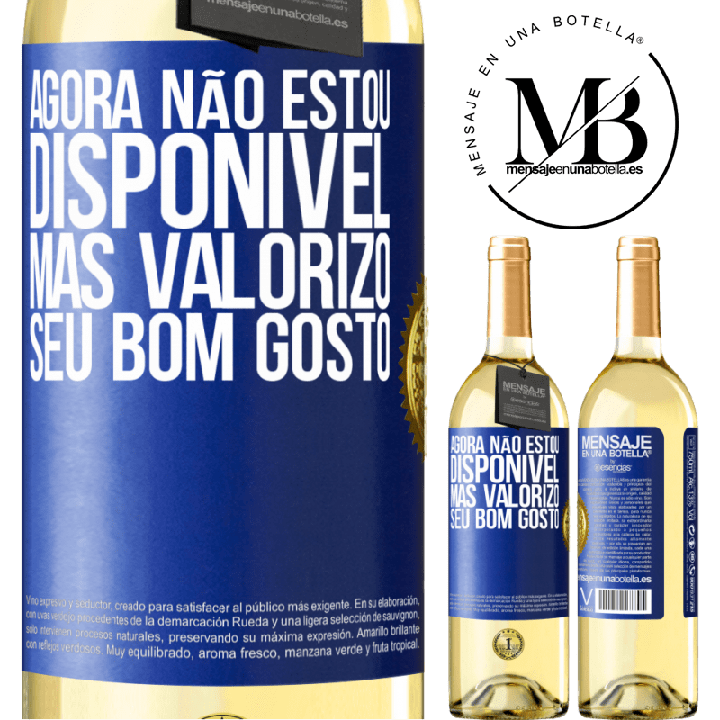 29,95 € Envio grátis | Vinho branco Edição WHITE Agora não estou disponível, mas valorizo seu bom gosto Etiqueta Azul. Etiqueta personalizável Vinho jovem Colheita 2024 Verdejo