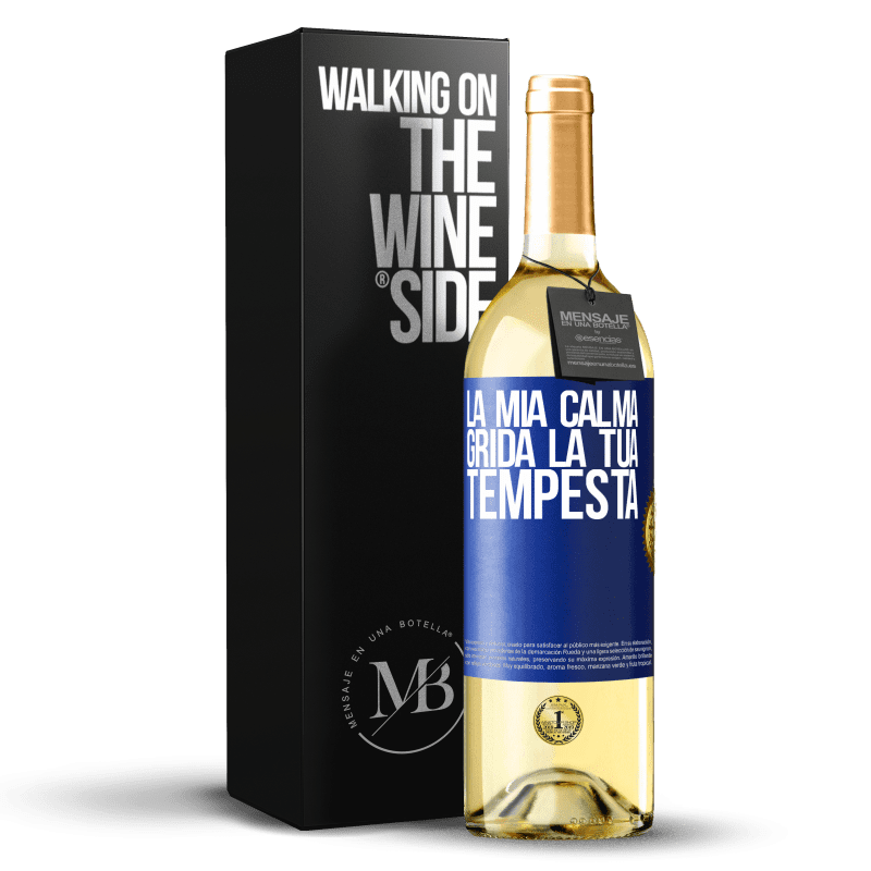 29,95 € Spedizione Gratuita | Vino bianco Edizione WHITE La mia calma grida la tua tempesta Etichetta Blu. Etichetta personalizzabile Vino giovane Raccogliere 2025 Verdejo