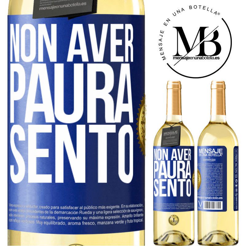 29,95 € Spedizione Gratuita | Vino bianco Edizione WHITE Non aver paura Sento Etichetta Blu. Etichetta personalizzabile Vino giovane Raccogliere 2024 Verdejo