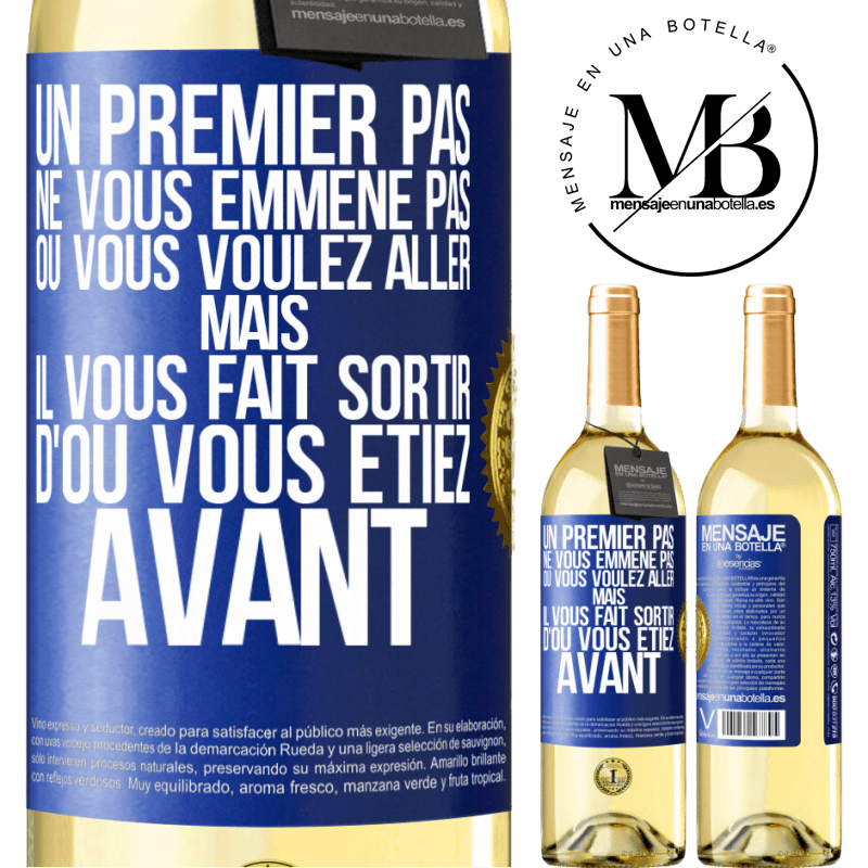 29,95 € Envoi gratuit | Vin blanc Édition WHITE Un premier pas ne vous emmène pas où vous voulez aller, mais il vous fait sortir d'où vous étiez avant Étiquette Bleue. Étiquette personnalisable Vin jeune Récolte 2025 Verdejo