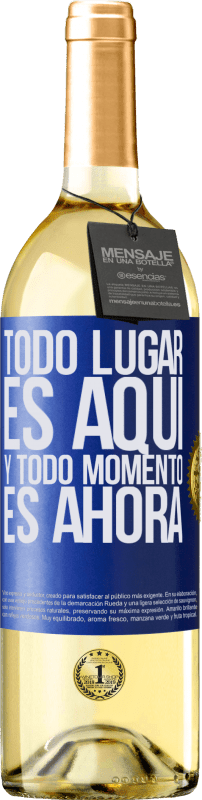 29,95 € Envío gratis | Vino Blanco Edición WHITE Todo lugar es aquí y todo momento es ahora Etiqueta Azul. Etiqueta personalizable Vino joven Cosecha 2025 Verdejo
