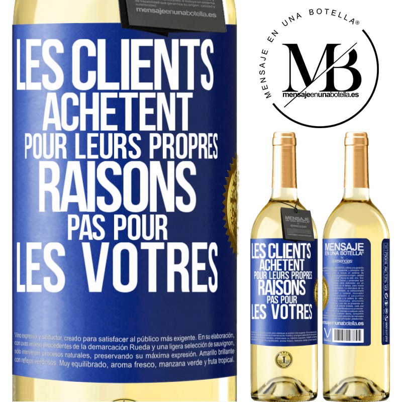 29,95 € Envoi gratuit | Vin blanc Édition WHITE Les clients achètent pour leurs propres raisons pas pour les vôtres Étiquette Bleue. Étiquette personnalisable Vin jeune Récolte 2023 Verdejo