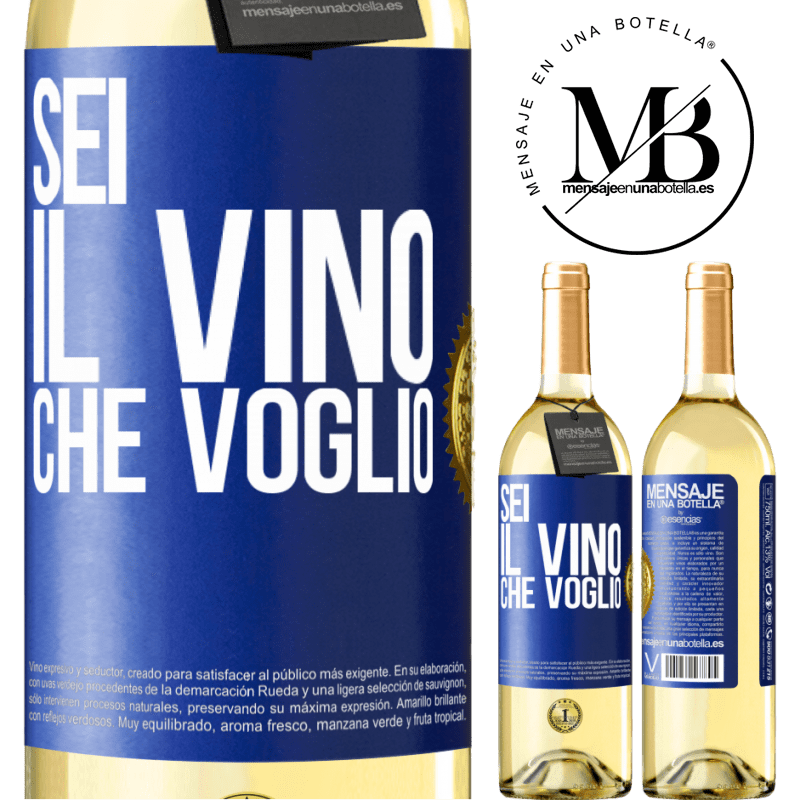 29,95 € Spedizione Gratuita | Vino bianco Edizione WHITE Sei il vino che voglio Etichetta Blu. Etichetta personalizzabile Vino giovane Raccogliere 2023 Verdejo