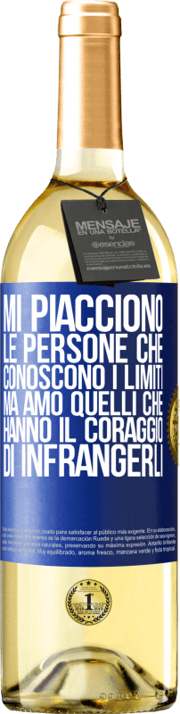 29,95 € | Vino bianco Edizione WHITE Mi piacciono le persone che conoscono i limiti, ma amo quelli che hanno il coraggio di infrangerli Etichetta Blu. Etichetta personalizzabile Vino giovane Raccogliere 2024 Verdejo