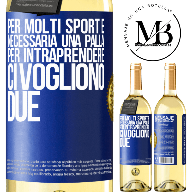 29,95 € Spedizione Gratuita | Vino bianco Edizione WHITE Per molti sport è necessaria una palla. Per intraprendere, ci vogliono due Etichetta Blu. Etichetta personalizzabile Vino giovane Raccogliere 2024 Verdejo