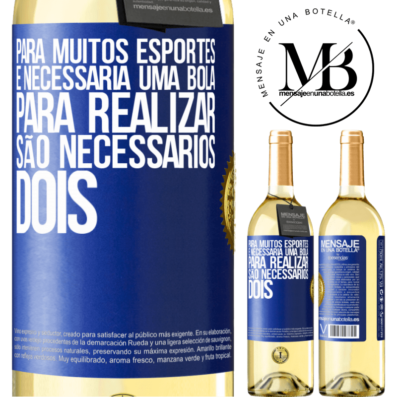 29,95 € Envio grátis | Vinho branco Edição WHITE Para muitos esportes, é necessária uma bola. Para realizar, são necessários dois Etiqueta Azul. Etiqueta personalizável Vinho jovem Colheita 2024 Verdejo