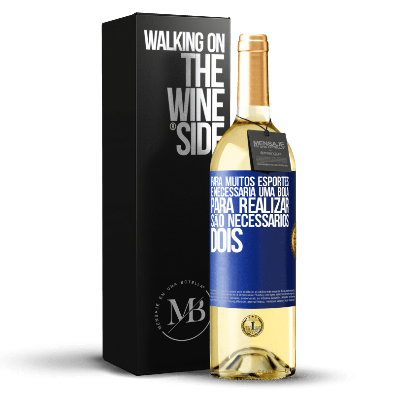 29,95 € Envio grátis | Vinho branco Edição WHITE Para muitos esportes, é necessária uma bola. Para realizar, são necessários dois Etiqueta Azul. Etiqueta personalizável Vinho jovem Colheita 2025 Verdejo