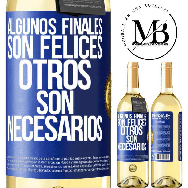 29,95 € Envío gratis | Vino Blanco Edición WHITE Algunos finales son felices. Otros son necesarios Etiqueta Azul. Etiqueta personalizable Vino joven Cosecha 2024 Verdejo