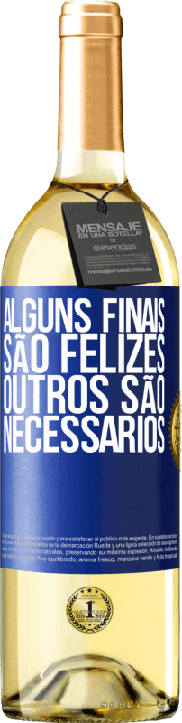 Envio grátis | Vinho branco Edição WHITE Alguns finais são felizes. Outros são necessários Etiqueta Azul. Etiqueta personalizável Vinho jovem Colheita 2023 Verdejo