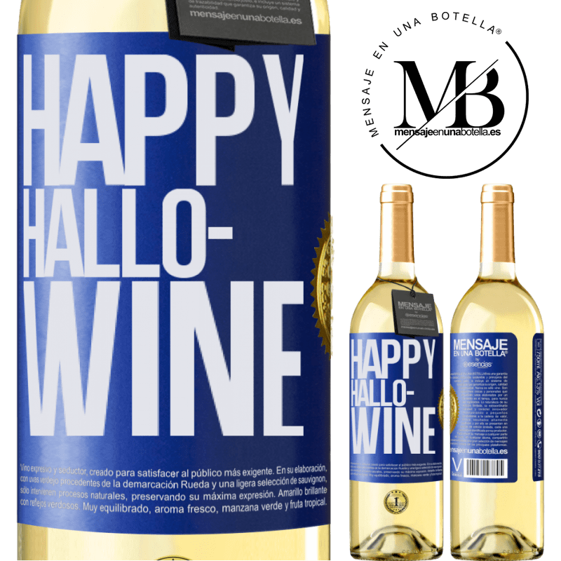 29,95 € Kostenloser Versand | Weißwein WHITE Ausgabe Happy Hallo-Wine Blaue Markierung. Anpassbares Etikett Junger Wein Ernte 2024 Verdejo