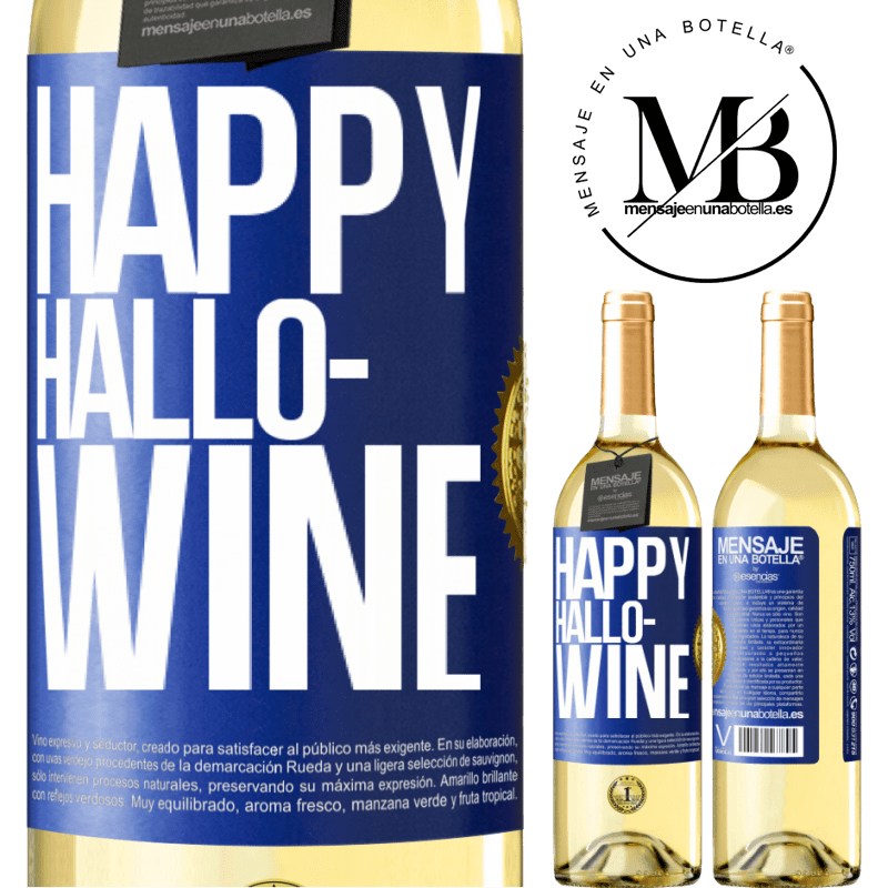 29,95 € Envio grátis | Vinho branco Edição WHITE Happy Hallo-Wine Etiqueta Azul. Etiqueta personalizável Vinho jovem Colheita 2024 Verdejo