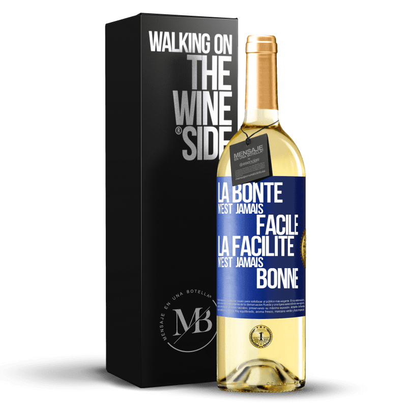 29,95 € Envoi gratuit | Vin blanc Édition WHITE La bonté n'est jamais facile. La facilité n'est jamais bonne Étiquette Bleue. Étiquette personnalisable Vin jeune Récolte 2023 Verdejo