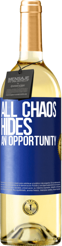 29,95 € | White Wine WHITE Edition All chaos hides an opportunity Blue Label. Customizable label Young wine Harvest 2024 Verdejo