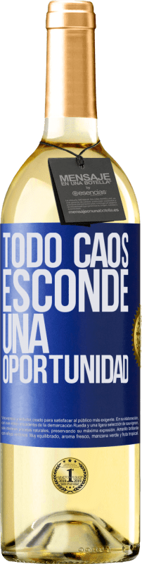 29,95 € | Vino Blanco Edición WHITE Todo caos esconde una oportunidad Etiqueta Azul. Etiqueta personalizable Vino joven Cosecha 2024 Verdejo