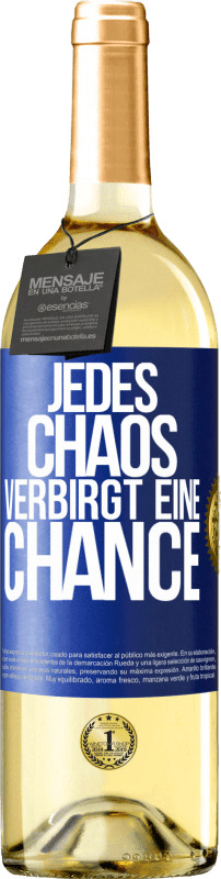 29,95 € | Weißwein WHITE Ausgabe Jedes Chaos verbirgt eine Chance Blaue Markierung. Anpassbares Etikett Junger Wein Ernte 2023 Verdejo