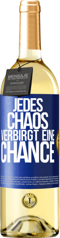 29,95 € Kostenloser Versand | Weißwein WHITE Ausgabe Jedes Chaos verbirgt eine Chance Blaue Markierung. Anpassbares Etikett Junger Wein Ernte 2025 Verdejo