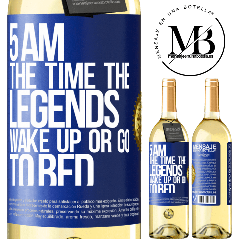 29,95 € Free Shipping | White Wine WHITE Edition 5 AM. The time the legends wake up or go to bed Blue Label. Customizable label Young wine Harvest 2024 Verdejo