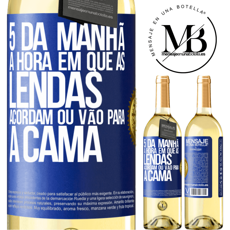 29,95 € Envio grátis | Vinho branco Edição WHITE 5 da manhã A hora em que as lendas acordam ou vão para a cama Etiqueta Azul. Etiqueta personalizável Vinho jovem Colheita 2024 Verdejo