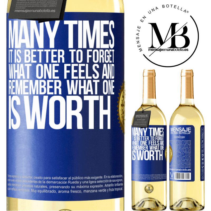 29,95 € Free Shipping | White Wine WHITE Edition Many times it is better to forget what one feels and remember what one is worth Blue Label. Customizable label Young wine Harvest 2022 Verdejo