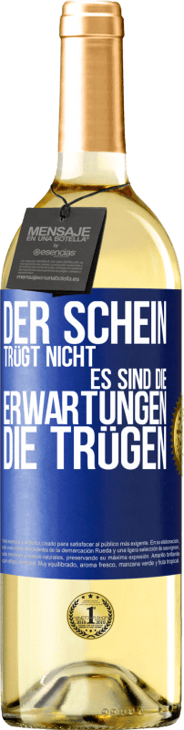29,95 € Kostenloser Versand | Weißwein WHITE Ausgabe Der Schein trügt nicht. Es sind die Erwartungen, die trügen. Blaue Markierung. Anpassbares Etikett Junger Wein Ernte 2025 Verdejo