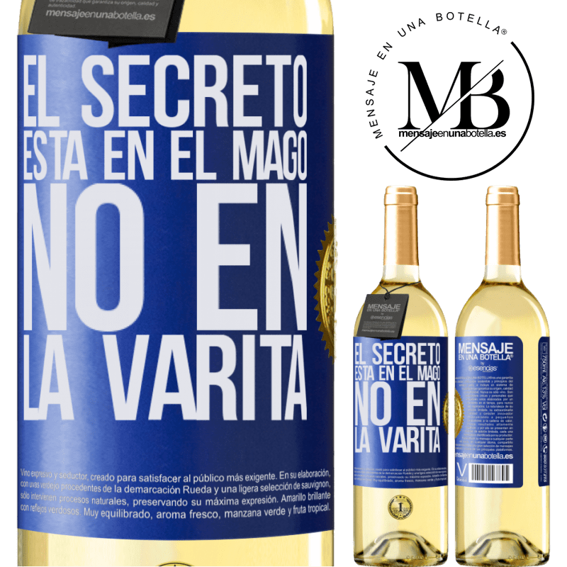 29,95 € Envío gratis | Vino Blanco Edición WHITE El secreto está en el mago, no en la varita Etiqueta Azul. Etiqueta personalizable Vino joven Cosecha 2023 Verdejo