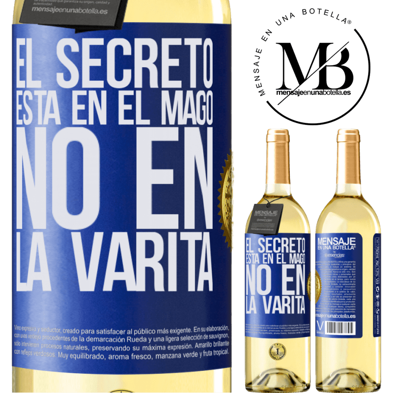 29,95 € Envío gratis | Vino Blanco Edición WHITE El secreto está en el mago, no en la varita Etiqueta Azul. Etiqueta personalizable Vino joven Cosecha 2024 Verdejo