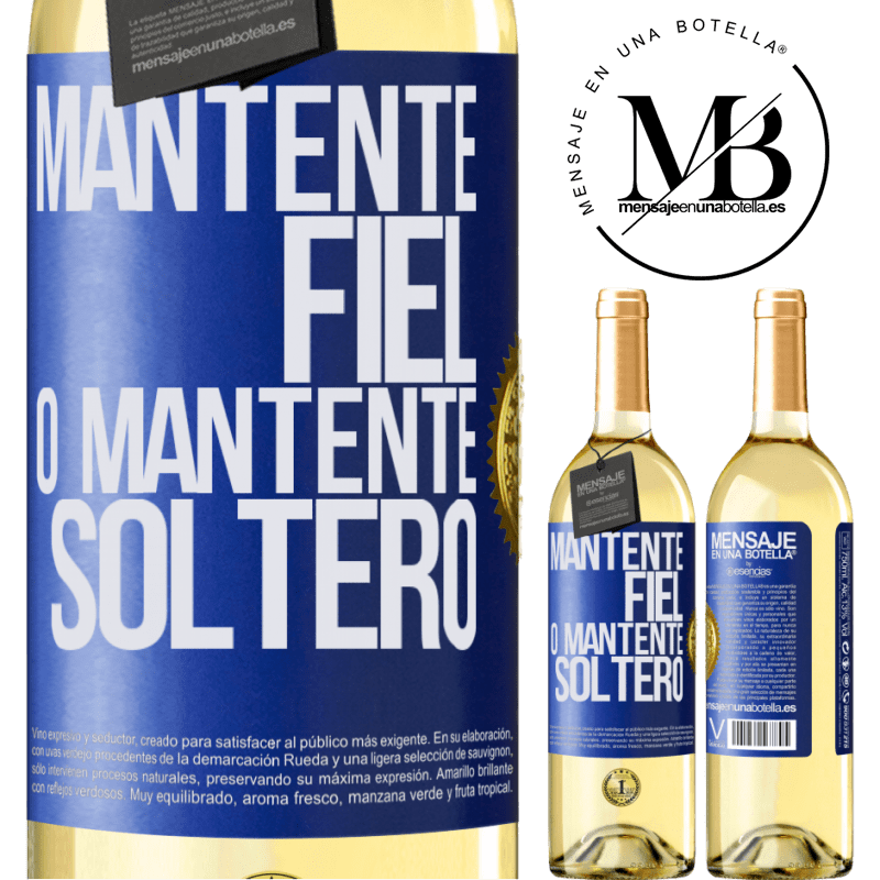 29,95 € Envoi gratuit | Vin blanc Édition WHITE Restez fidèle ou restez célibataire Étiquette Bleue. Étiquette personnalisable Vin jeune Récolte 2022 Verdejo