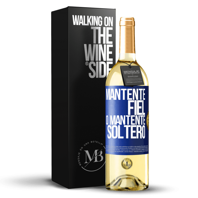 29,95 € Envoi gratuit | Vin blanc Édition WHITE Restez fidèle ou restez célibataire Étiquette Bleue. Étiquette personnalisable Vin jeune Récolte 2022 Verdejo