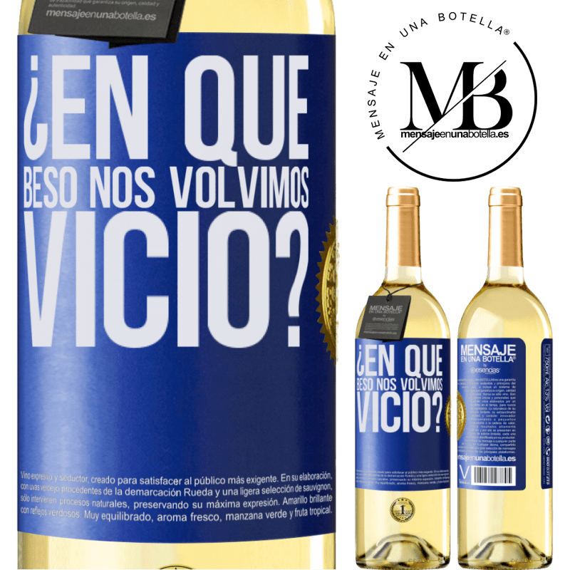 29,95 € Envoi gratuit | Vin blanc Édition WHITE quel baiser sommes-nous devenus vice? Étiquette Bleue. Étiquette personnalisable Vin jeune Récolte 2022 Verdejo