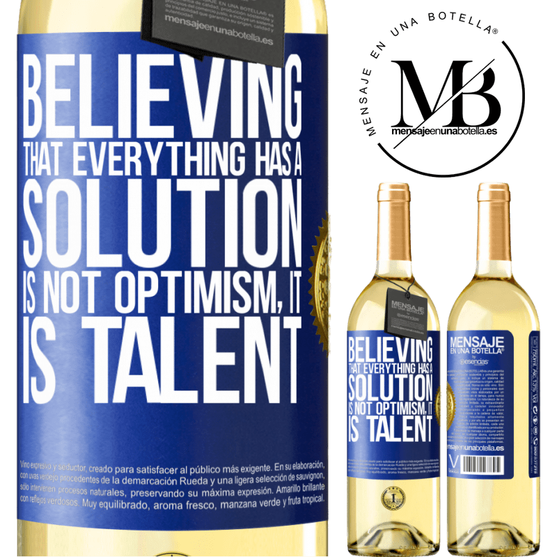 29,95 € Free Shipping | White Wine WHITE Edition Believing that everything has a solution is not optimism. Is slow Blue Label. Customizable label Young wine Harvest 2022 Verdejo