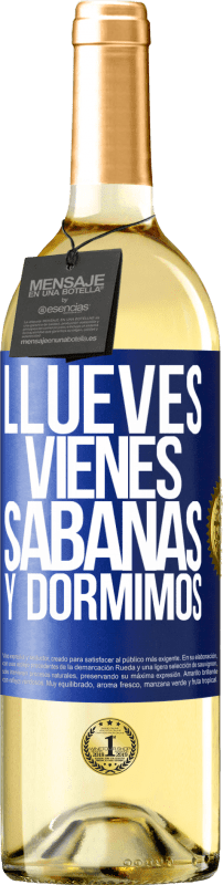 29,95 € 免费送货 | 白葡萄酒 WHITE版 Llueves, vienes, sábanas y dormimos 蓝色标签. 可自定义的标签 青年酒 收成 2024 Verdejo