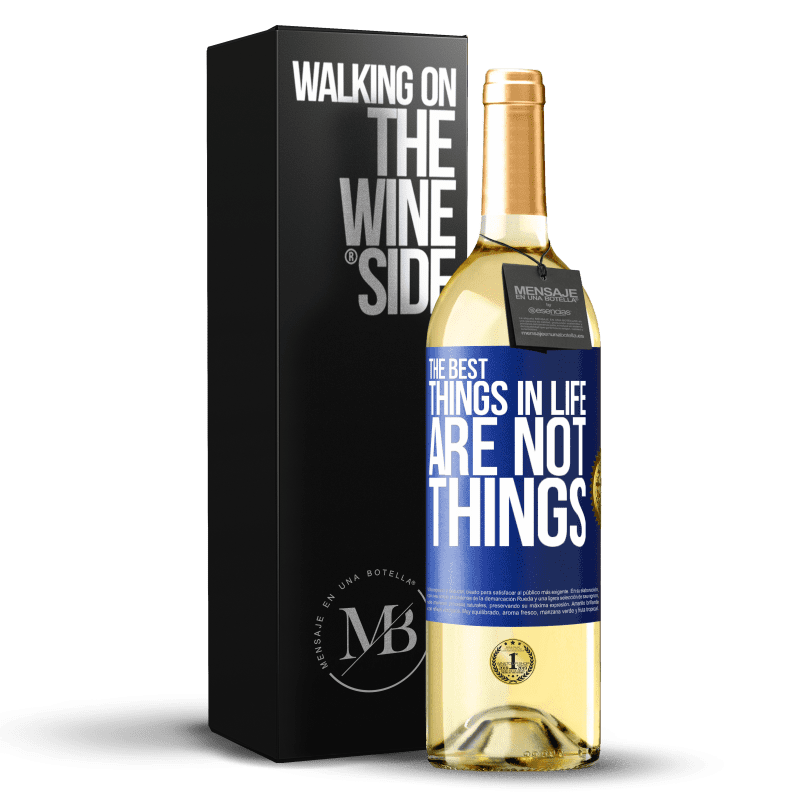 29,95 € Бесплатная доставка | Белое вино Издание WHITE Лучшие вещи в жизни не вещи Синяя метка. Настраиваемая этикетка Молодое вино Урожай 2023 Verdejo