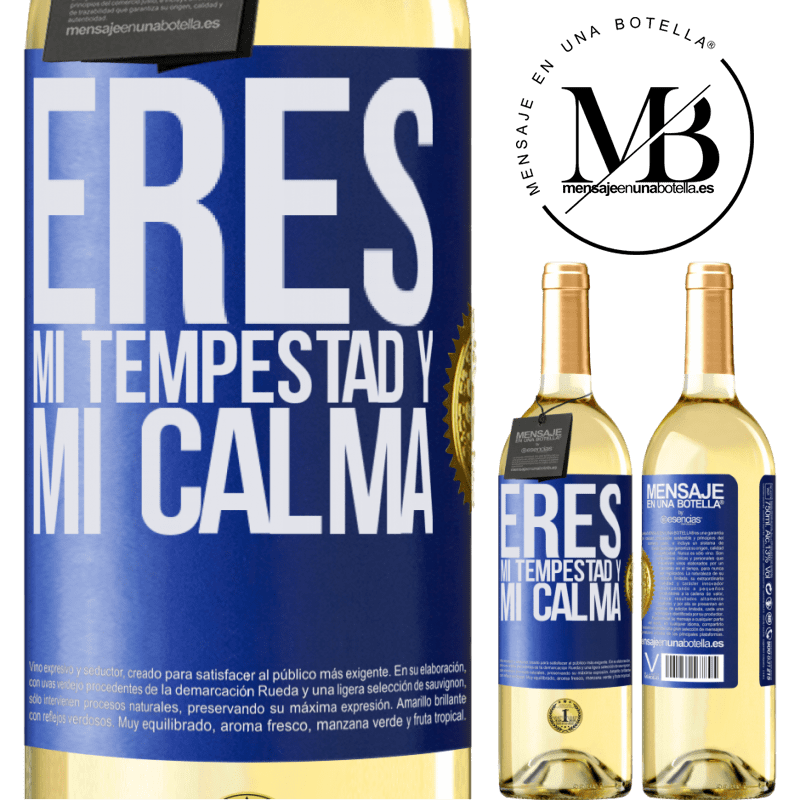 29,95 € Envío gratis | Vino Blanco Edición WHITE Eres mi tempestad y mi calma Etiqueta Azul. Etiqueta personalizable Vino joven Cosecha 2025 Verdejo