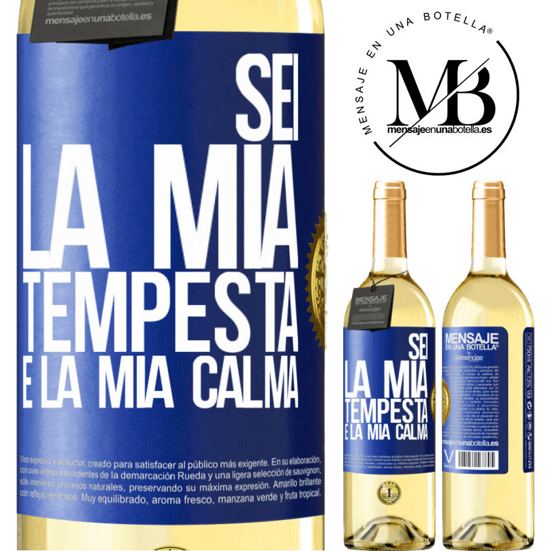 29,95 € Spedizione Gratuita | Vino bianco Edizione WHITE Sei la mia tempesta e la mia calma Etichetta Blu. Etichetta personalizzabile Vino giovane Raccogliere 2023 Verdejo