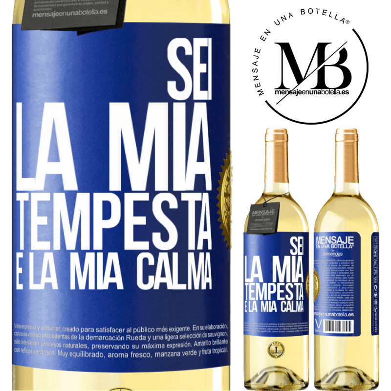 29,95 € Spedizione Gratuita | Vino bianco Edizione WHITE Sei la mia tempesta e la mia calma Etichetta Blu. Etichetta personalizzabile Vino giovane Raccogliere 2025 Verdejo